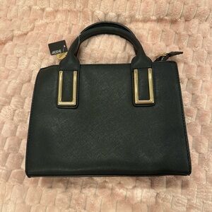 Ardene Black Satchel with Gold Details